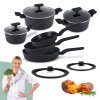 STUTSA | VARMA Komplet garnków 6 el (R16, 20, 24 cm) + 3 patelnie thermo spot (20, 24, 28 cm) + pok silikon PSUM+D