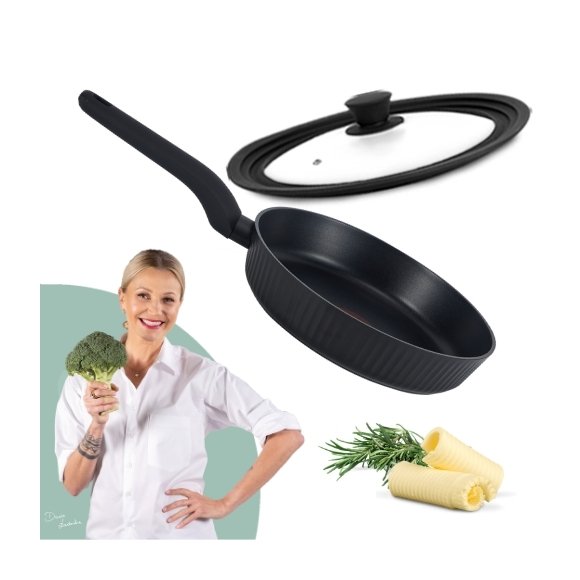 STUTSA | VARMA Patelnia z thermo spot 24 cm + pokrywka silikonowa 3w1