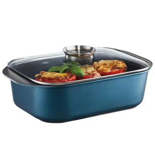 AMBITION AZZURRO Komplet patelni 20, 24, 28 cm + Brytfanna 40x26 cm / INDUKCJA