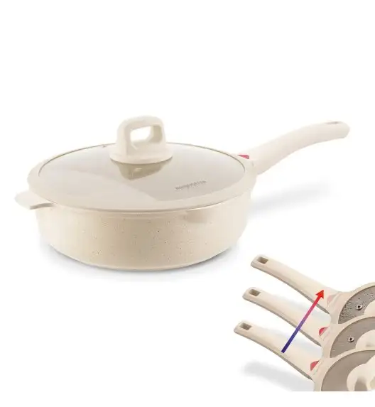 KONIGHOFFER CREAMY MARBLE Patelnia głęboka z pokrywką 28x8,5 cm / indukcja