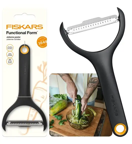 FISKARS FUNCTIONAL FORM 1079909 Obierak do warzyw Julienne | Skrobaczka typu Y z ruchomym ząbkowanym ostrzem 15,2 cm