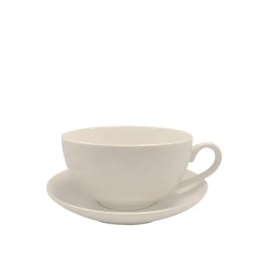 KAIA HOME AURA Filiżanka 225 ml ze spodkiem 14 cm / ceramika ecru