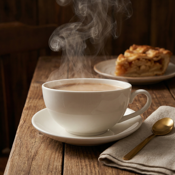 KAIA HOME AURA Filiżanka 225 ml ze spodkiem 14 cm / ceramika ecru