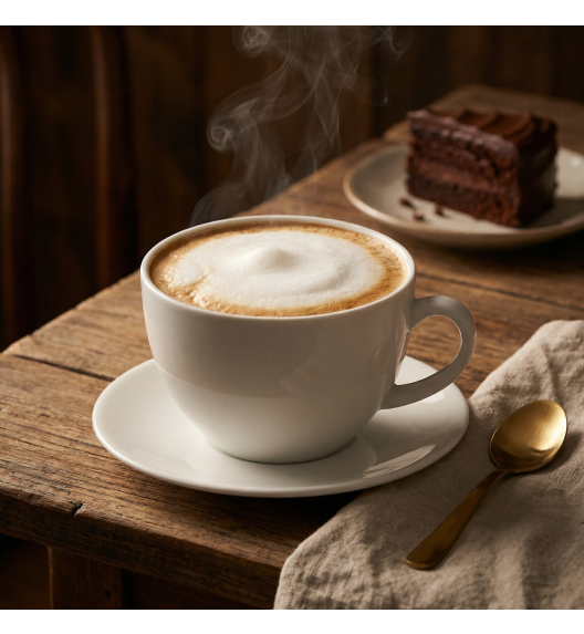 KAIA HOME LINE Filiżanka 300 ml ze spodkiem 14,5 cm / ceramika ecru