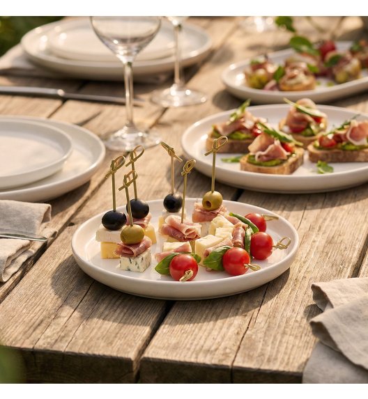 KAIA HOME AURA Mini półmisek na przystawki desery koktailowy 16x10,5 cm owalny / ceramika ecru