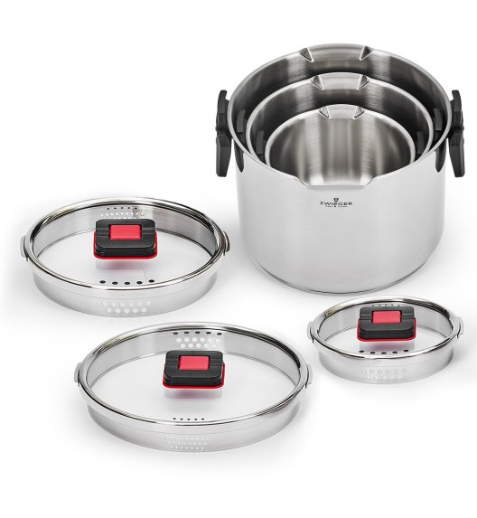 ZWIEGER KOMPACT PRO Komplet 3 garnków z pokrywkami / stal nierdzewna