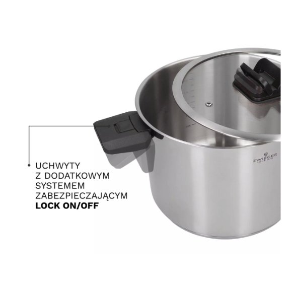 ZWIEGER KOMPACT BLACK Komplet 3 garnków z pokrywkami / stal nierdzewna