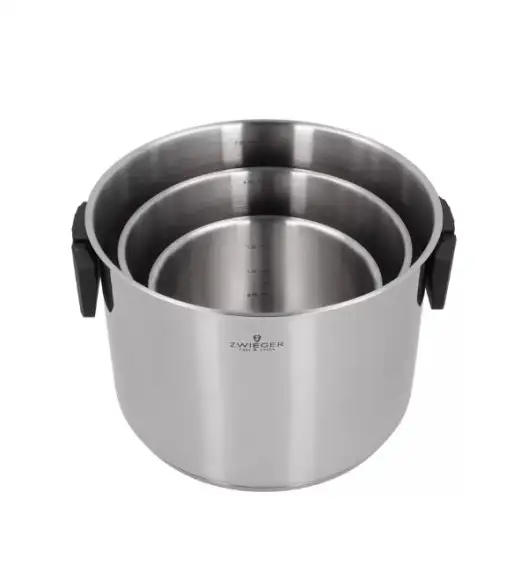 ZWIEGER KOMPACT BLACK Komplet 3 garnków z pokrywkami / stal nierdzewna