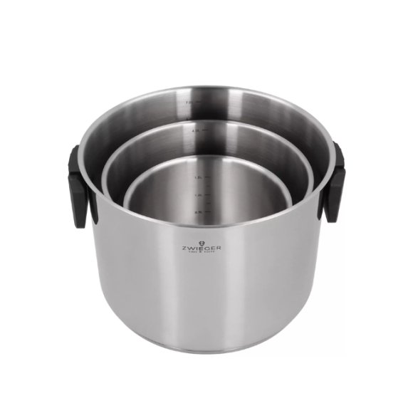 ZWIEGER KOMPACT BLACK Komplet 3 garnków z pokrywkami / stal nierdzewna