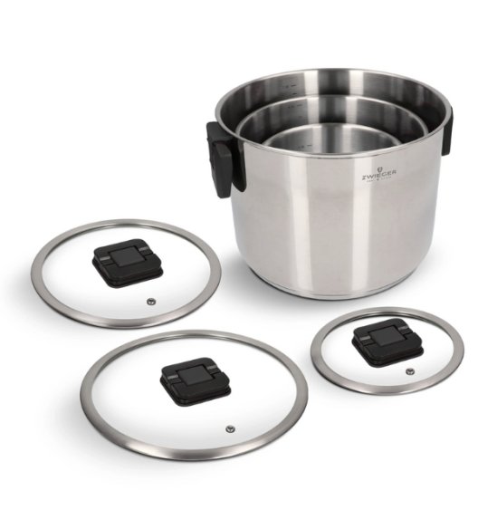 ZWIEGER KOMPACT BLACK Komplet 3 garnków z pokrywkami / stal nierdzewna