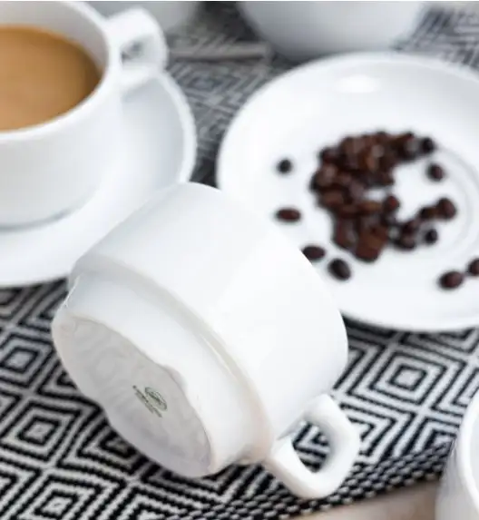 LUBIANA CORONA 0601 Filiżanka niska 200 ml ze spodkiem 14,5 cm | biała porcelana