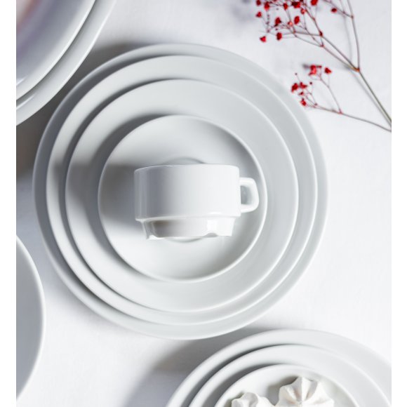 LUBIANA CORONA 0601 Filiżanka niska 200 ml ze spodkiem 14,5 cm | biała porcelana