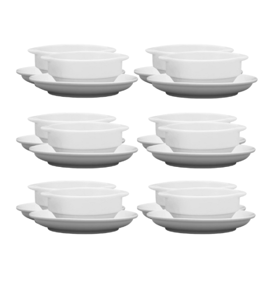 LUBIANA CORONA 0612 Bulionówka 300 ml + spodek 14,5 cm x 12 sztuk | biała porcelana 