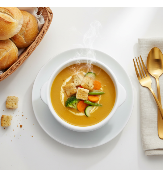 LUBIANA CORONA 0612 Bulionówka 300 ml + spodek 14,5 cm x 60 sztuk | biała porcelana 