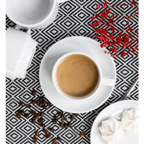 LUBIANA CORONA 0601 Filiżanka niska 200 ml ze spodkiem 14,5 cm x 6 sztuk | biała porcelana