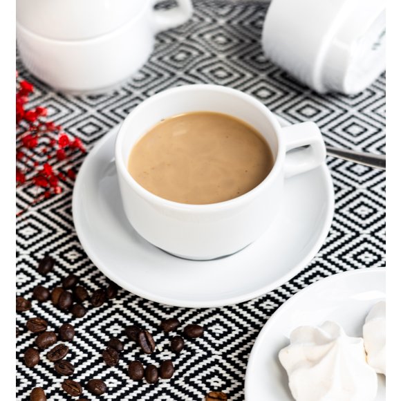 LUBIANA CORONA 0601 Filiżanka niska 200 ml ze spodkiem 14,5 cm x 6 sztuk | biała porcelana