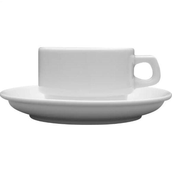 LUBIANA CORONA 0601 Filiżanka niska 200 ml ze spodkiem 14,5 cm x 6 sztuk | biała porcelana