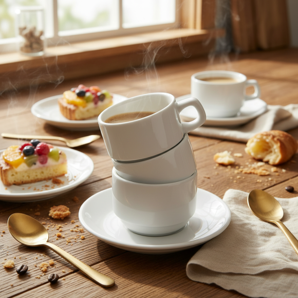 LUBIANA CORONA 0601 Filiżanka niska 200 ml ze spodkiem 14,5 cm x 12 sztuk | biała porcelana