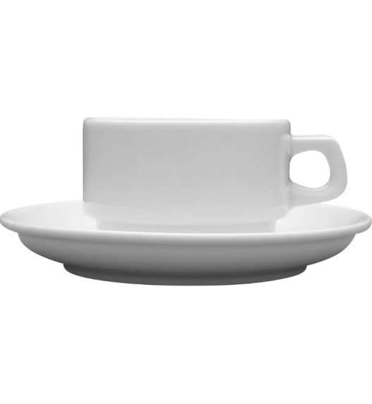 LUBIANA CORONA 0601 Filiżanka niska 200 ml ze spodkiem 14,5 cm x 12 sztuk | biała porcelana