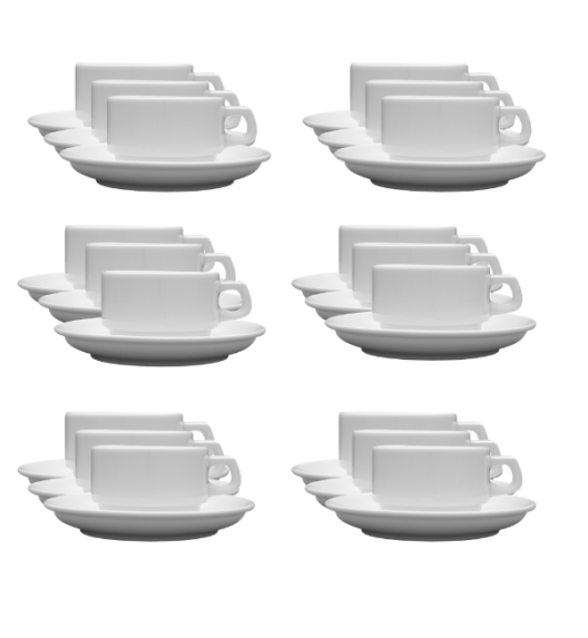 LUBIANA CORONA 0601 Filiżanka niska 200 ml ze spodkiem 14,5 cm x 18 sztuk | biała porcelana