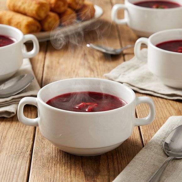 KAIA HOME BASIC Bulionówka flaczarka z uchwytami 220 ml 6 sztuk / ceramika