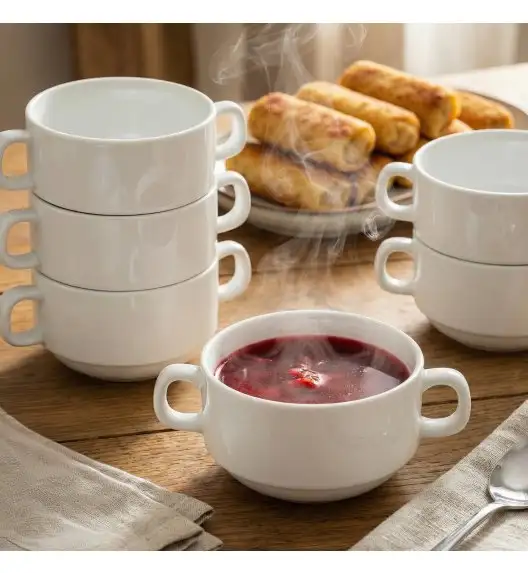 KAIA HOME BASIC Bulionówka flaczarka z uchwytami 220 ml 12 sztuk / ceramika