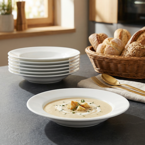 LUBIANA CORONA 0612 Talerz głęboki 22,5 cm x 6 sztuk  | biała porcelana 