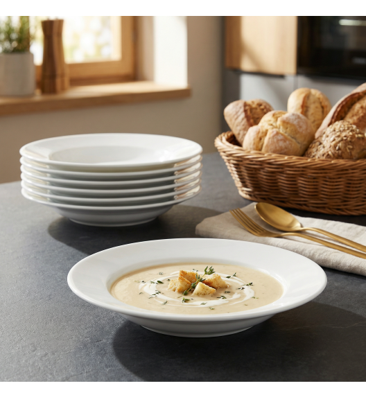 LUBIANA CORONA 0612 Talerz głęboki 22,5 cm x 12 sztuk  | biała porcelana 