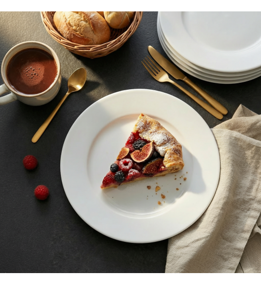 LUBIANA CORONA 0611 Talerz deserowy 20 cm x 6 sztuk | biała porcelana 