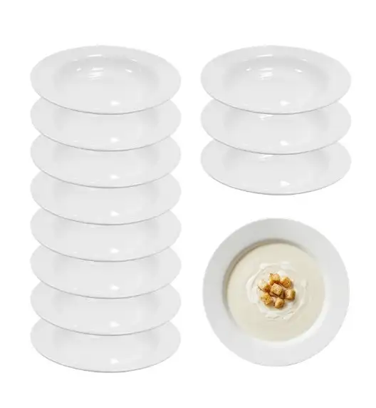 KAIA HOME BASIC Talerz głęboki 22 cm / 12 sztuk biała ceramika