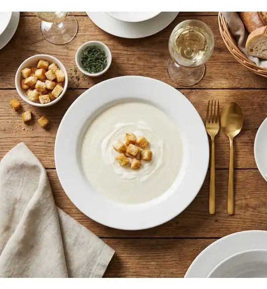 KAIA HOME BASIC Talerz głęboki 22 cm / 18 sztuk biała ceramika