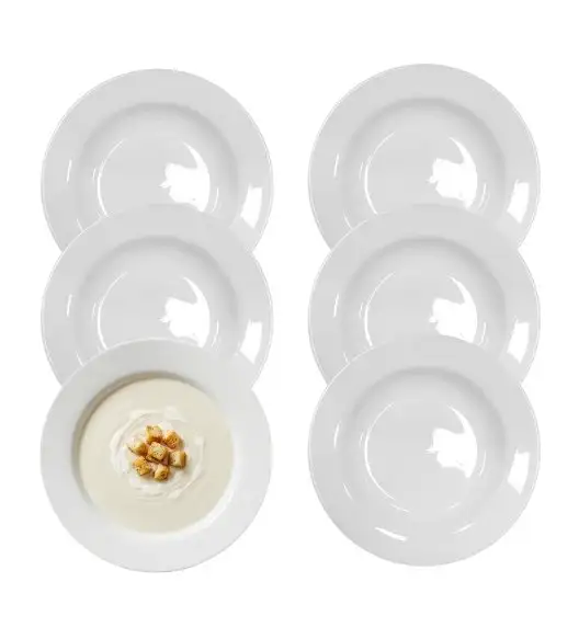 KAIA HOME BASIC Talerz głęboki 22 cm / 18 sztuk biała ceramika