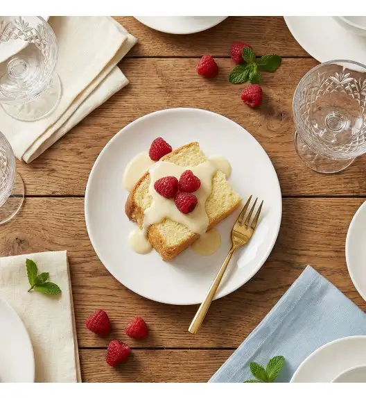 KAIA HOME BASIC Talerz deserowy 19 cm / 18 sztuk biała ceramika