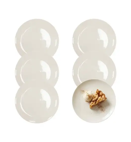 KAIA HOME AURA Talerz deserowy 19,5 cm / 18 sztuk ceramika ecru