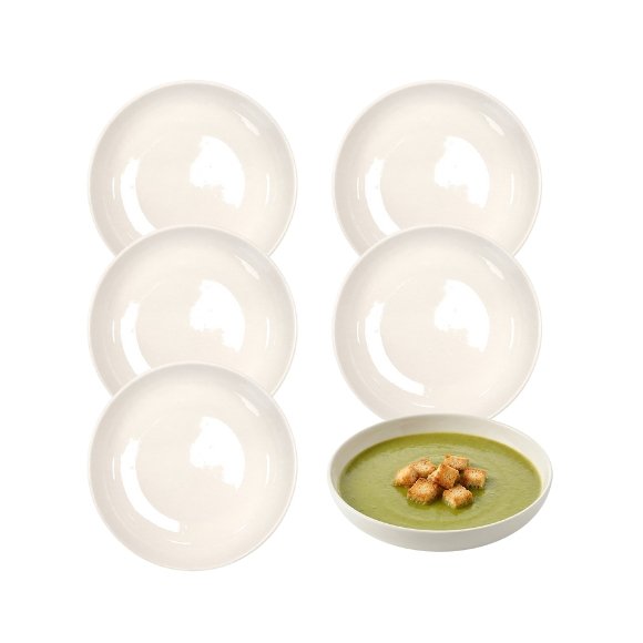 KAIA HOME AURA Talerz głęboki 21,5 cm / 6 sztuk ceramika ecru