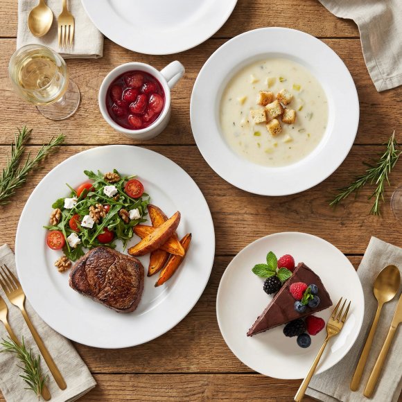 KAIA HOME BASIC Serwis obiadowy 24 el 6 os / biała ceramika