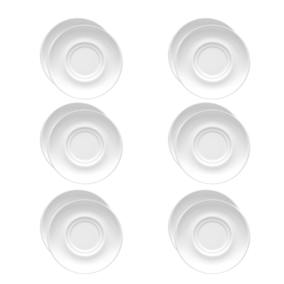 LUBIANA CORONA 0671 6x Spodek 14,5 cm pod filiżankę/bulionówkę | biała porcelana 
