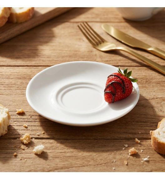 LUBIANA CORONA 0671 12x Spodek 14,5 cm pod filiżankę/bulionówkę | biała porcelana 