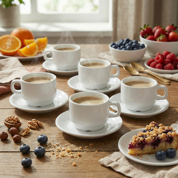 LUBIANA CORONA 0601 Filiżanka niska 200 ml ze spodkiem 14,5 cm x 60 sztuk | biała porcelana