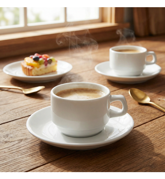 LUBIANA CORONA 0601 Filiżanka niska 200 ml ze spodkiem 14,5 cm x 60 sztuk | biała porcelana