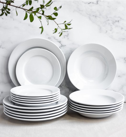 LUBIANA CORONA Serwis obiadowy 18 el dla 6 osób | biała porcelana 