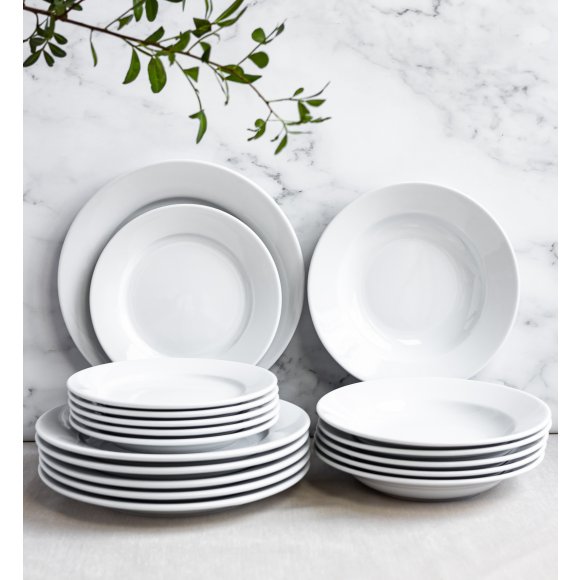 LUBIANA CORONA Serwis obiadowy 18 el dla 6 osób | biała porcelana 