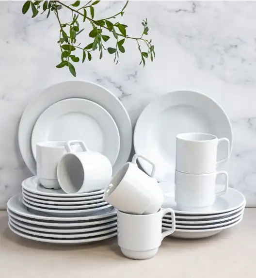 LUBIANA CORONA Serwis obiadowy 24 el dla 6 osób | biała porcelana 