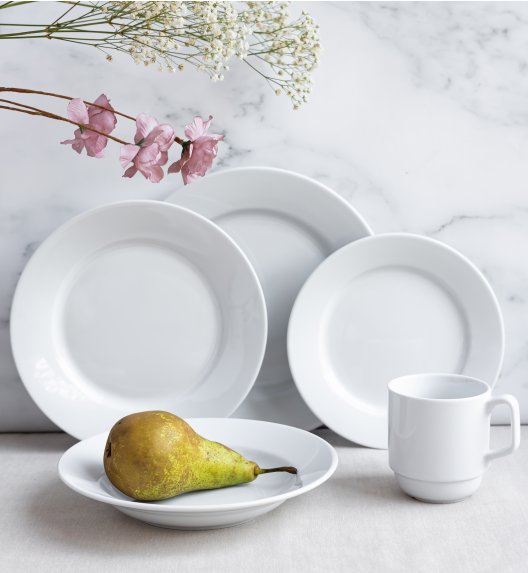 LUBIANA CORONA Serwis obiadowy 24 el dla 6 osób | biała porcelana 