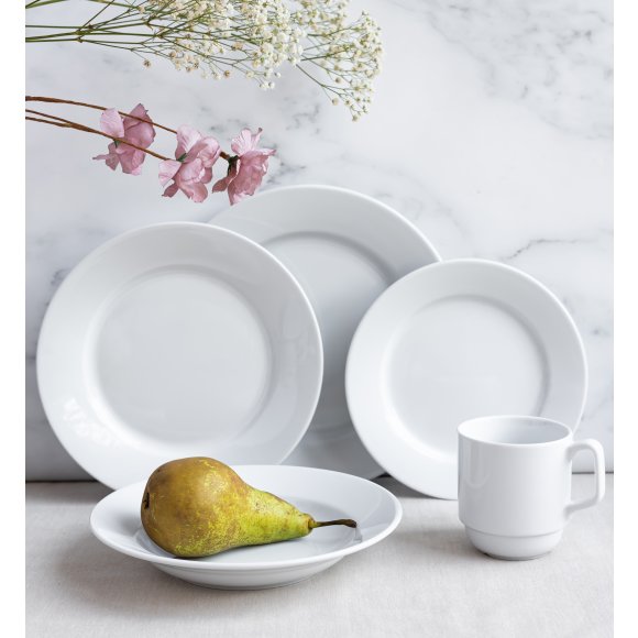 LUBIANA CORONA Serwis obiadowy 24 el dla 6 osób | biała porcelana 