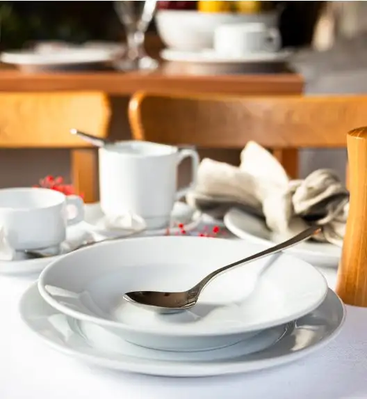 LUBIANA CORONA Serwis obiadowo - kawowy 30 el dla 6 osób | biała porcelana 