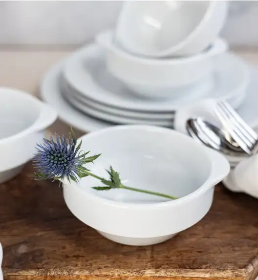 LUBIANA CORONA Serwis obiadowo - kawowy 48 el dla 6 osób | biała porcelana 