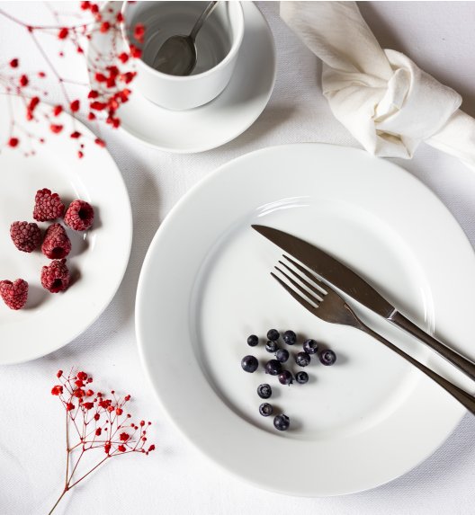 LUBIANA CORONA Serwis obiadowo - kawowy 48 el dla 6 osób | biała porcelana 