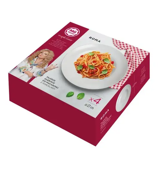 MG HOME ROMA ZESTAW 4 TALERZY PORCELANOWYCH DO MAKARONU 27 CM