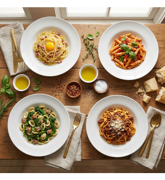 MG HOME ROMA ZESTAW 4 TALERZY PORCELANOWYCH DO MAKARONU 27 CM